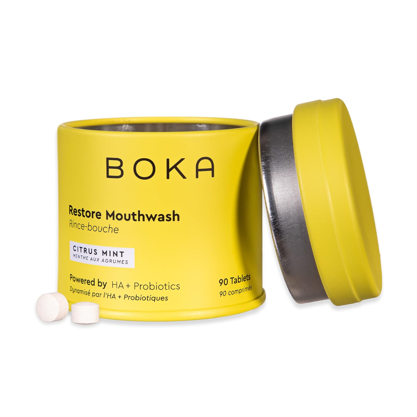 Boka Mouthwash Tablets with Hydroxyapatite - Refreshes Breath - Fluoride Free & Alcohol Free - Travel Size Mouthwash Chewable Tablets - (90 Pcs, Citrus Mint)