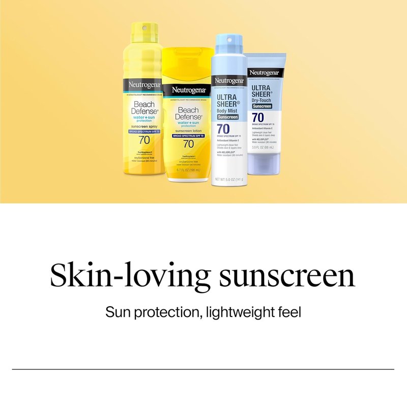 Neutrogena Ultra Sheer Sunscreen Lotion SPF 70 - Water Resistant, Oil-Free, Travel Size 3 Fl Oz