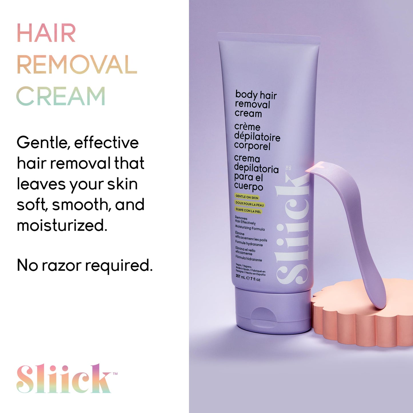 Sliick Body Hair Removal Cream for Women – Gentle Depilatory Cream for Sensitive Skin, Painless Hair Removal for Legs, Arms & Bikini Area, 7 fl oz