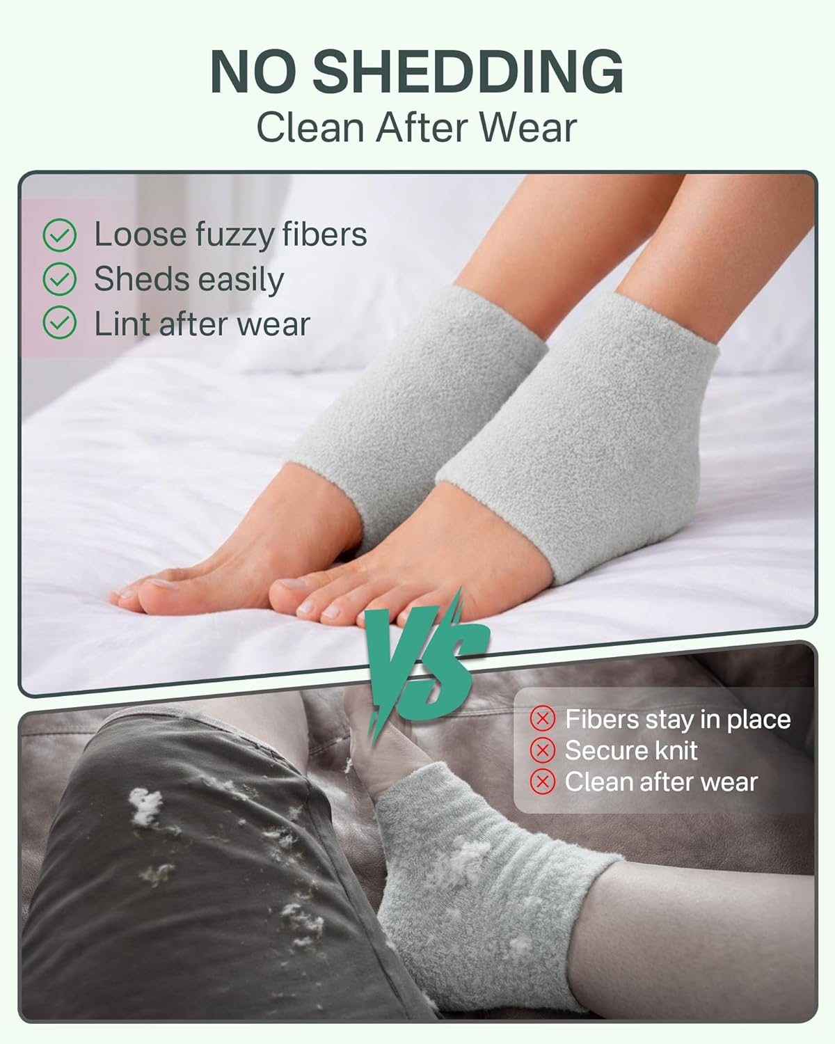 Skiennix Moisturizing Socks for Women - Deeply Hydrating Gel Socks for Dry, Cracked Heels | Size 9-11, Heel Gray
