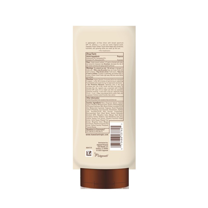 Hawaiian Tropic Sheer Touch Lotion Sunscreen SPF 70, 8 Fl Oz | Broad Spectrum, Oxybenzone Free, Sunblock Lotion, Hawaiian Tropic Sunscreen SPF 70, 8 Fl Oz