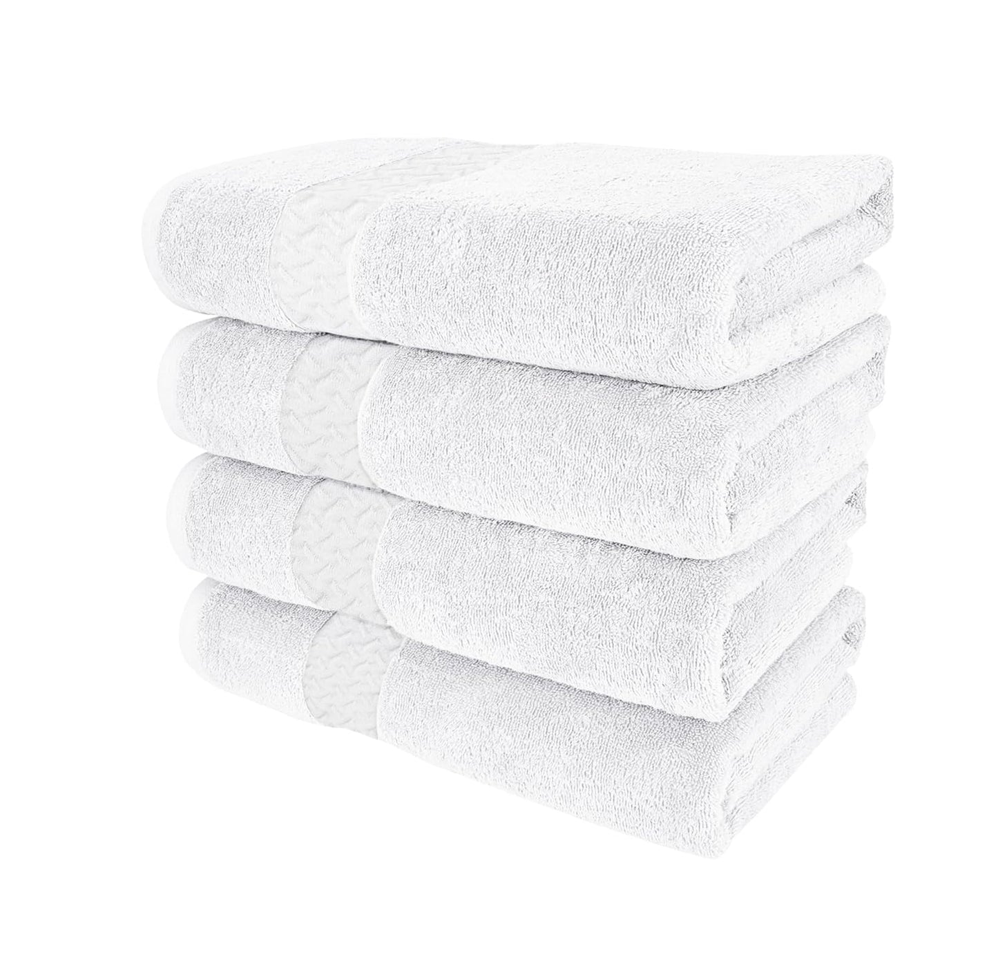 Unity Welt 100% Cotton Hand & Face Towels - Pack of 4, Size 28 x16 inch (70x40 cm), 600 GSM, Soft, Absorbent & Multipurpose for Gym, Spa, or Everyday Use (White)