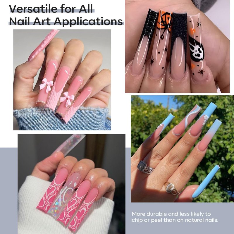 modelones Square Nail Tips, 504 Pcs Acrylic Fake Nails XXL Extra Long Straight No C Curve Half Cover Clear Tips Gel 12 Sizes with Box