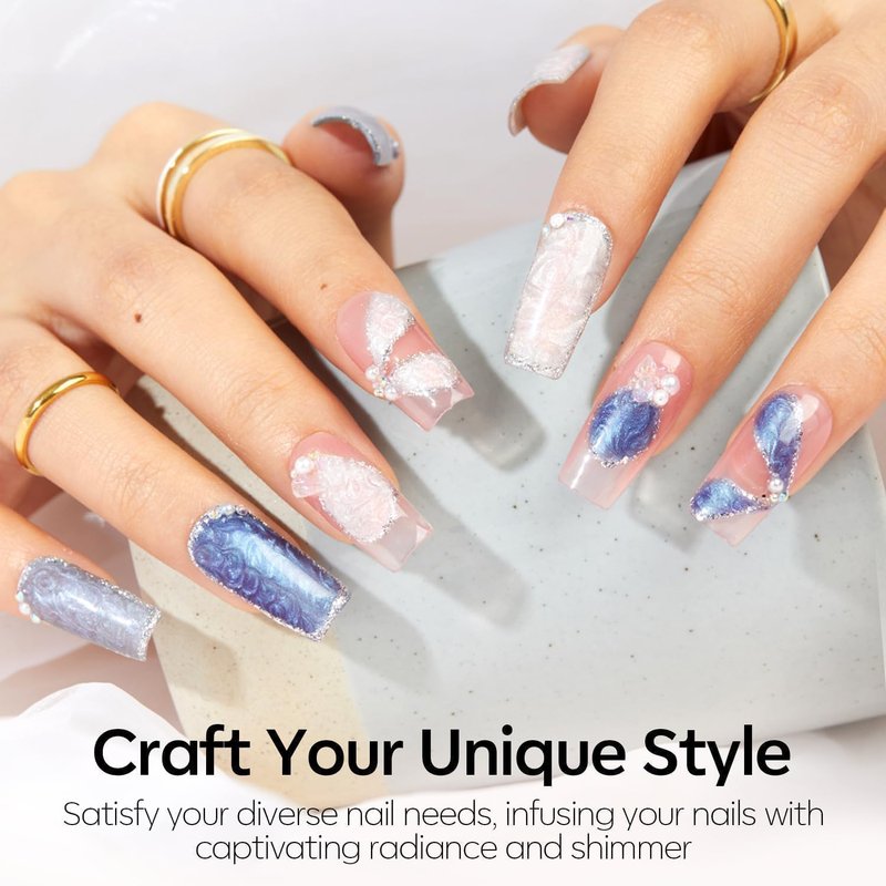 modelones Chrome Gel Nail Polish, Sheer Pearl Opal White Glitter Gel with Pink Iridescent Shimmer, Soak Off UV/LED Gel Polish for Nail Art, 28+ days Long-Lasting, High-Gloss Shine, 15ml ﻿