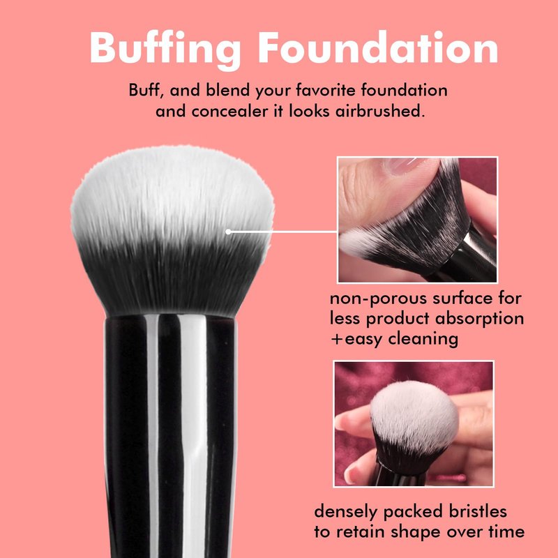 Bueart Design Ultra Plush Blush Makeup Brush with Domed shape for Liquid Blush&Cream&Powder,Buffing Foundation Brush with Tapered Dense Hair for Bronzer,Contour,Concealer,Vegan & Cruelty-Free,M5