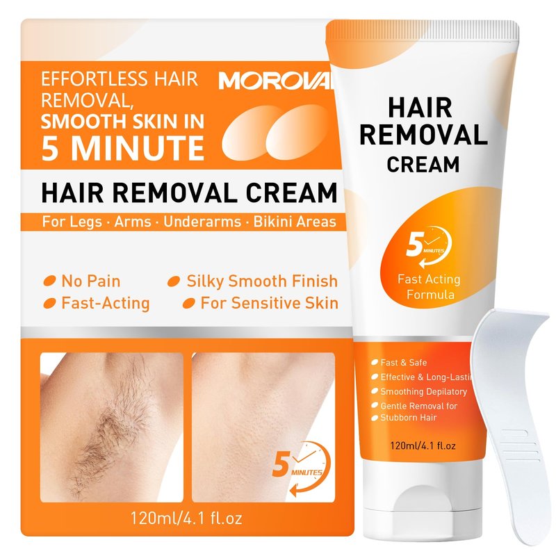 Morovan Hair Removal Cream 4.1Oz: Fast Acting Depilatory Cream for Women and Men, Painless Smooth Skin on Legs Arms Bikini Line at Home