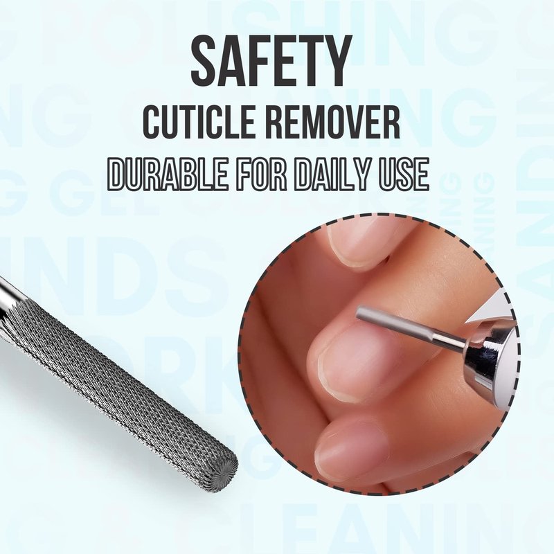 Makartt Cuticle Nail Drill Bit - Tungsten Carbide Safety Remover | 3/32'' for Electric Nail File - Silver, Fine