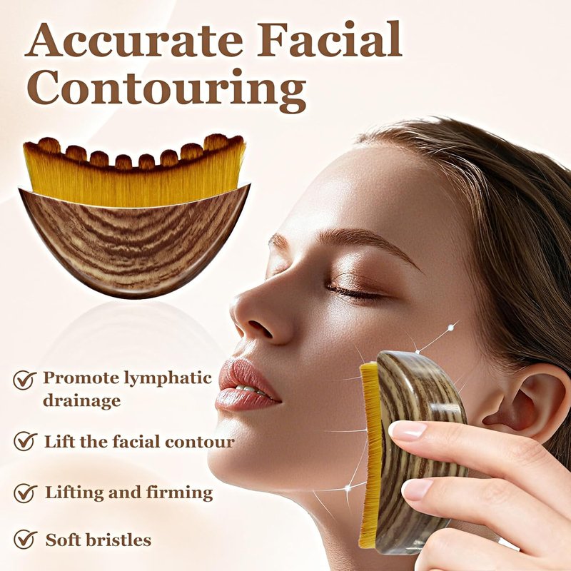 Lymphatic Contour Face Brush - Sculpting Tool for Anti-Puffiness & Skin Glow | Promotes Detox & Serum Absorption