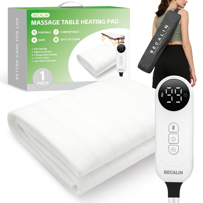 Massage Table Warmer Heating Pad Professional SPA Massage Bed Warmer with 9 Hour Timer, 9 Heat Settings, Overheat Protection for Massage Bed & Spa, 30" x 71", with Portable Storage Bag