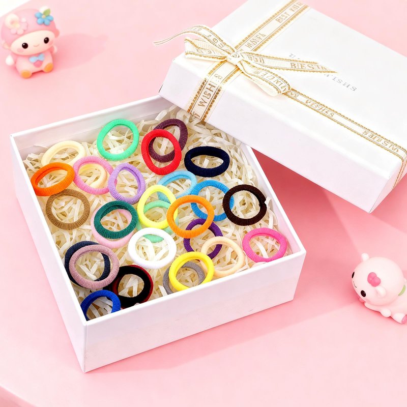 LuSeren 120 Pcs No Damage Hair Ties for Women Thick Hair, Large Soft Seamless Nylon Cloth Elastic Hair Ties Ponytail Hair Holders Hair Elastics Hair Band for Women