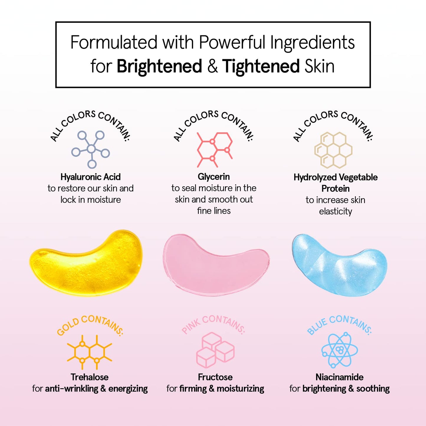 grace & stella Under Eye Mask - Reduce Dark Circles, Puffy Eyes, Undereye Bags, Wrinkles - Gel Under Eye Patches, Bulk Gifts for Women - Vegan Cruelty-Free Self Care (72 Pairs, Gold, Pink, & Blue)