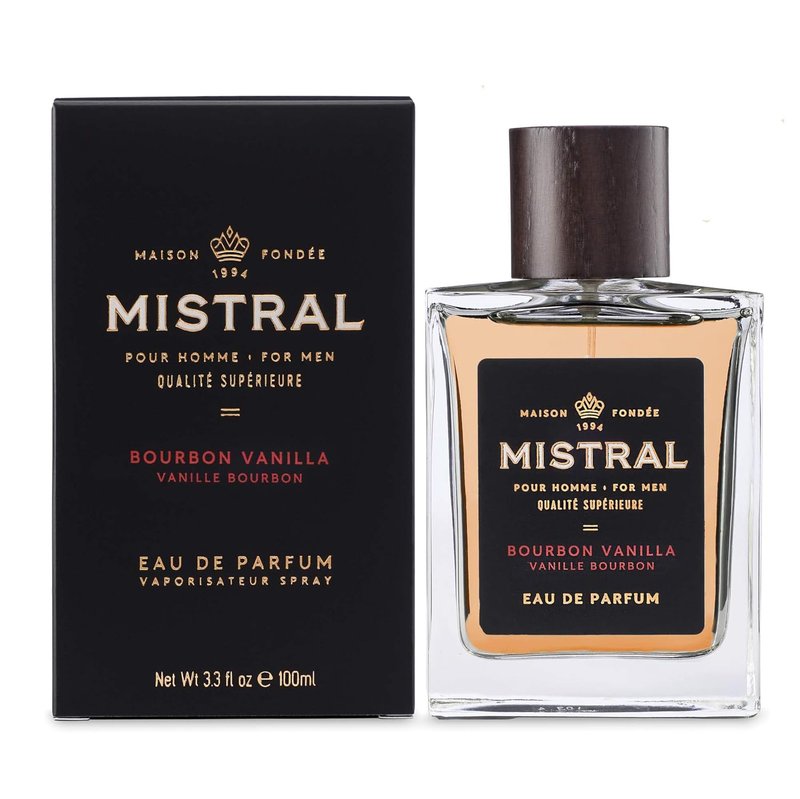Mistral Men’s Cologne - Bourbon Vanilla Eau de Parfum | Warm, Sweet Masculine Scent with Patchouli & Sandalwood | 3.4 Oz