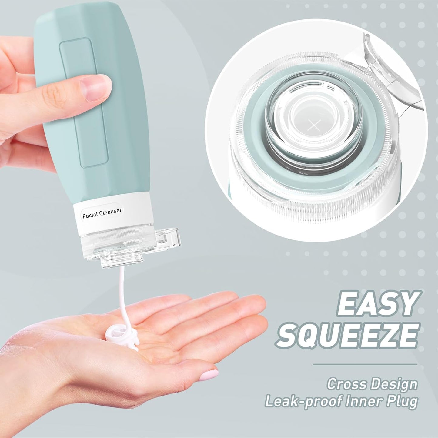 Travel Bottles for Toiletries - TSA Approved 3oz Leak Proof Silicone Containers | BPA Free Essentials Kit in Gray