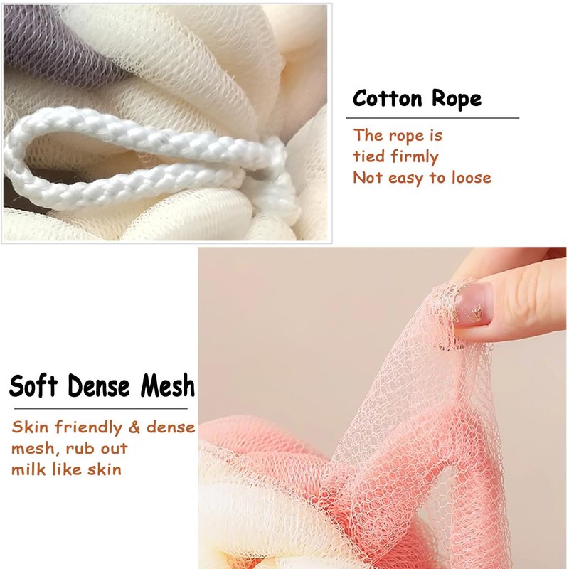 AARAINBOW 2 Packs Upgraded Long Stretch Back Sponge with Rope Handles Back Scrubber Bath Shower Mesh Sponge Exfoliating Body Scrub Stretch Braided Loofah for Men Women Loofah Rope (2 Gray)