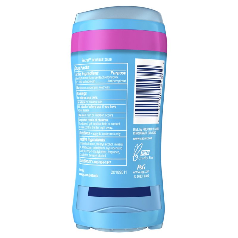 Secret Antiperspirant and Deodorant for Women, 24hr Sweat & Odor Protection, PH Balanced Protection, Gentle on Skin, Invisible Solid, Spring Breeze Scent, 2.6 oz (Pack of 2)