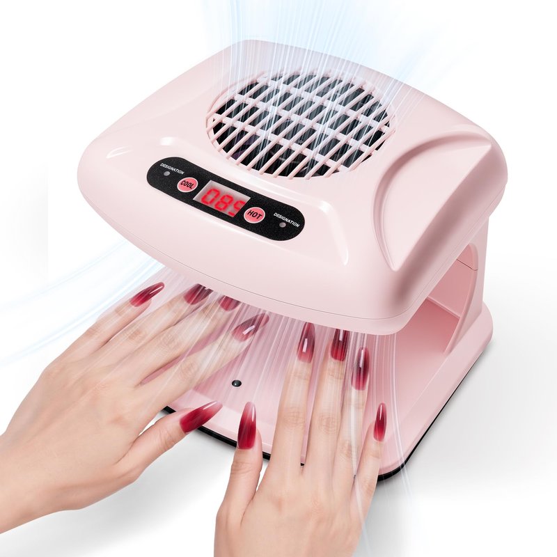Nail Dryer for Regular Polish,LXIANGN 300W Timing Warm Cool Wind Air Nail Drying Fan with Auto Sensor,Professional Nail Fan Blow Dryer for Manicure Salon and Daily Home Use (Pink)