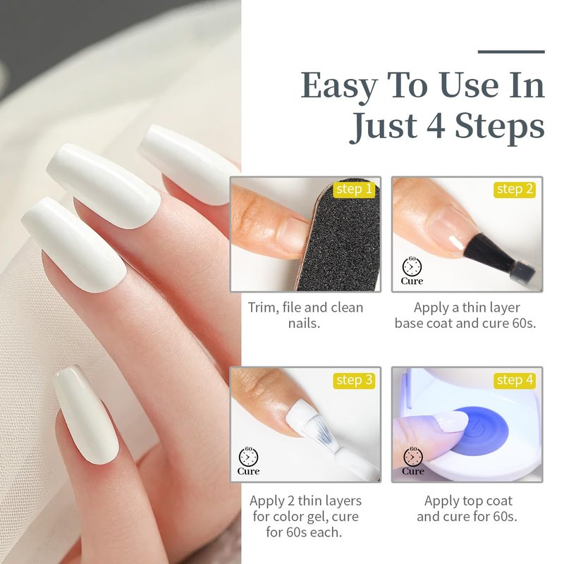 JODSONE 15ml White Gel Nail Polish Soak Off Led Gel Polish Nail Art Manicure Salon Diy Home For Girl