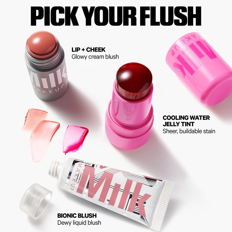 Milk Makeup Cooling Water Jelly Tint – Long-Lasting Sheer Lip + Cheek Stain with Firming Vegan Collagen + Hydrating Aloe – Transfer Proof, Buildable Lip Tint + Blush – Spritz (Coral), 0.17 oz