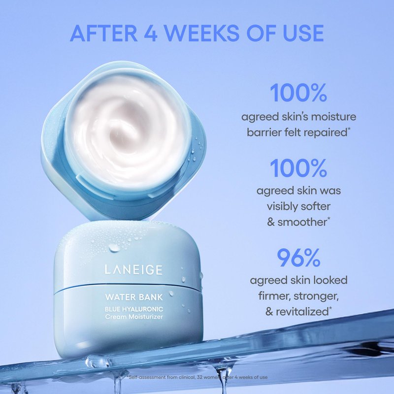 LANEIGE Water Bank Cream & Refill Duo with Keychain Pouch | Laneige Blue Hyaluronic Acid Cream Moisturizer | Hydration & Skin Barrier Care with Refillable Packaging