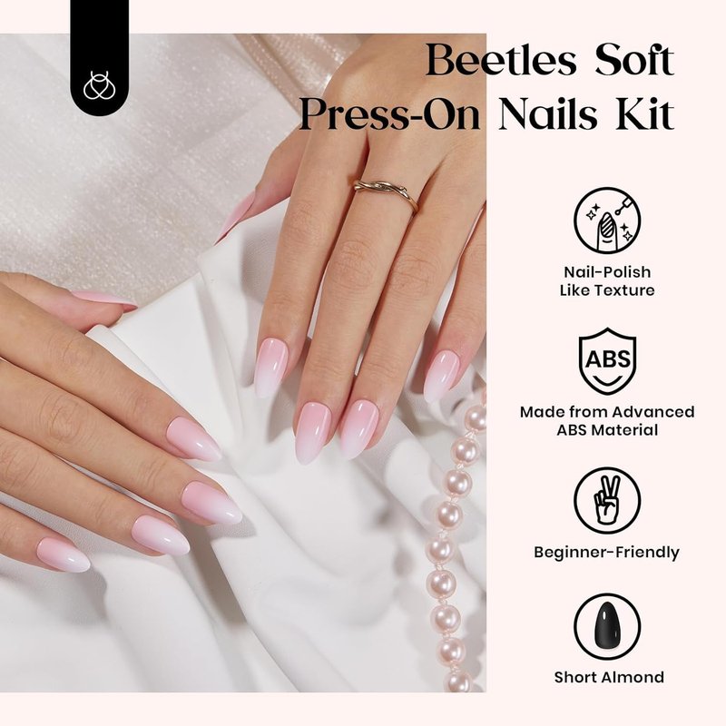 Beetles Press On Nails Kit - 720 Pcs in 24 Colors | Short Almond Glossy & Matte Finish with Glue & Stickers