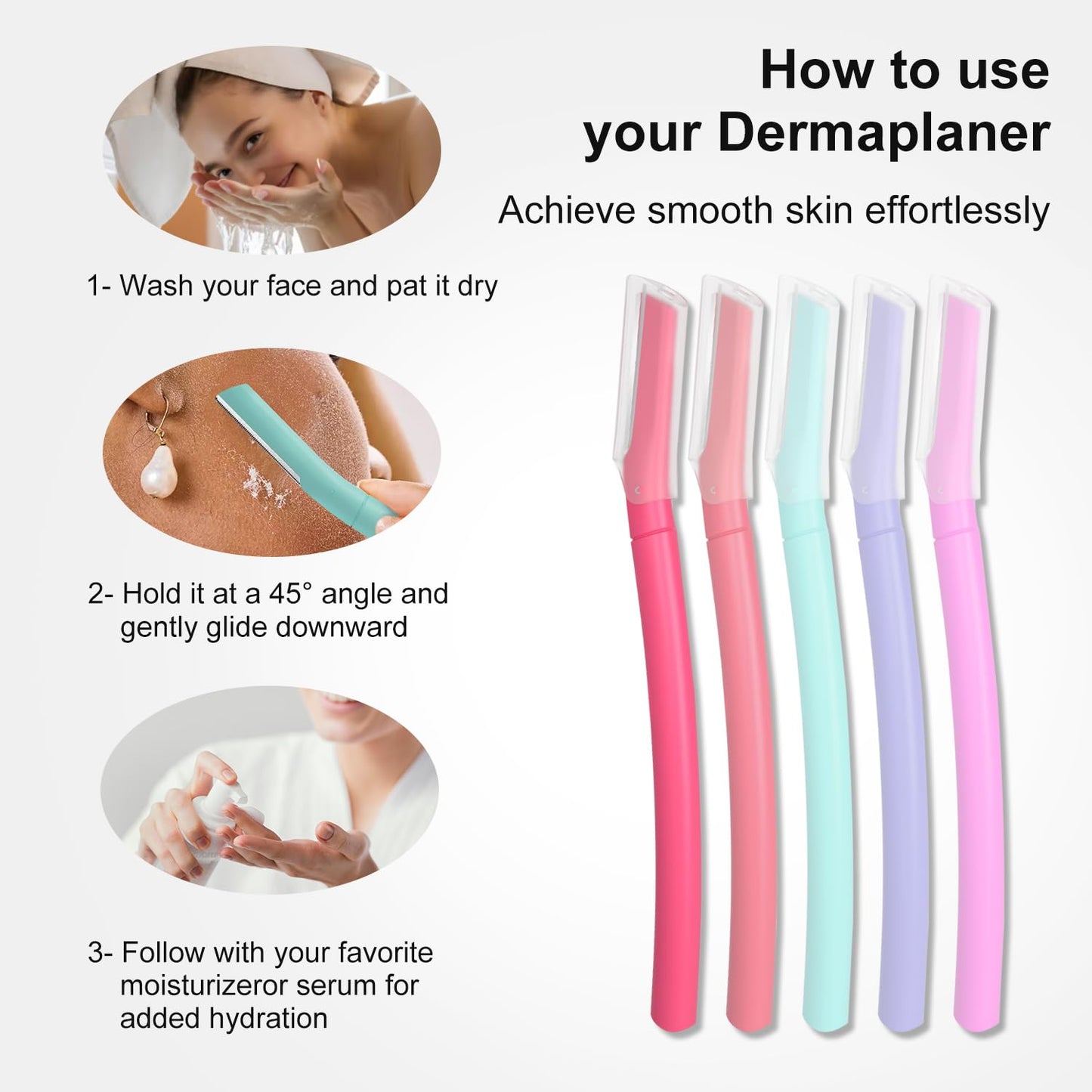 Dermaplane Razor, Face Razors for Women, Dermaplaning Tool with Microblades for Face, Gentle Facial Exfoliation, Peach Fuzz Removal and Eyebrow Shaping, Skin Care Tool for Smoother Skin, Teal