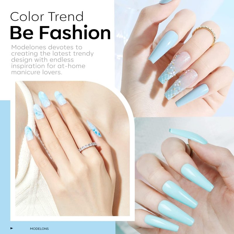 modelones Blue Gel Nail Polish Baby Blue Polish Soak Off Pastel Soft Light Nail Polish Gel Nail Art Salon Manicure 15 ML