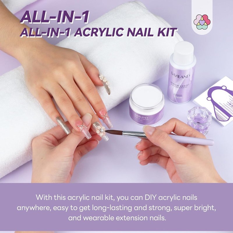 Acrylic Nail Kit Starter Set - 30g Clear Powder & Liquid | Essential Tools for DIY Manicure