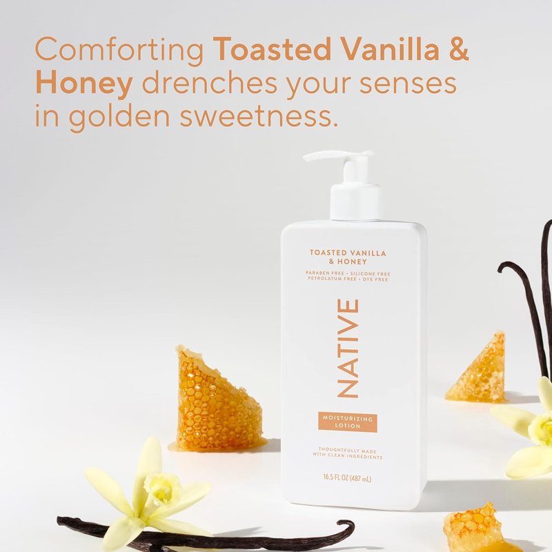 Native Body Lotion - Naturally Derived Plant-Based Moisturizers for All Skin Types | Toasted Vanilla & Honey, 16.5 fl oz
