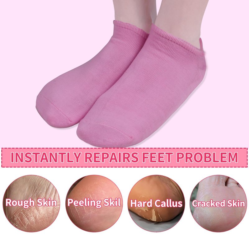 Giloner Foot Moisturizing Socks 2Pairs,Silicone Socks for Women,Gel Socks for Foot Care,Silicone Socks for Repairing and Softening Dry Cracked Feet Women-Self Care Gifts