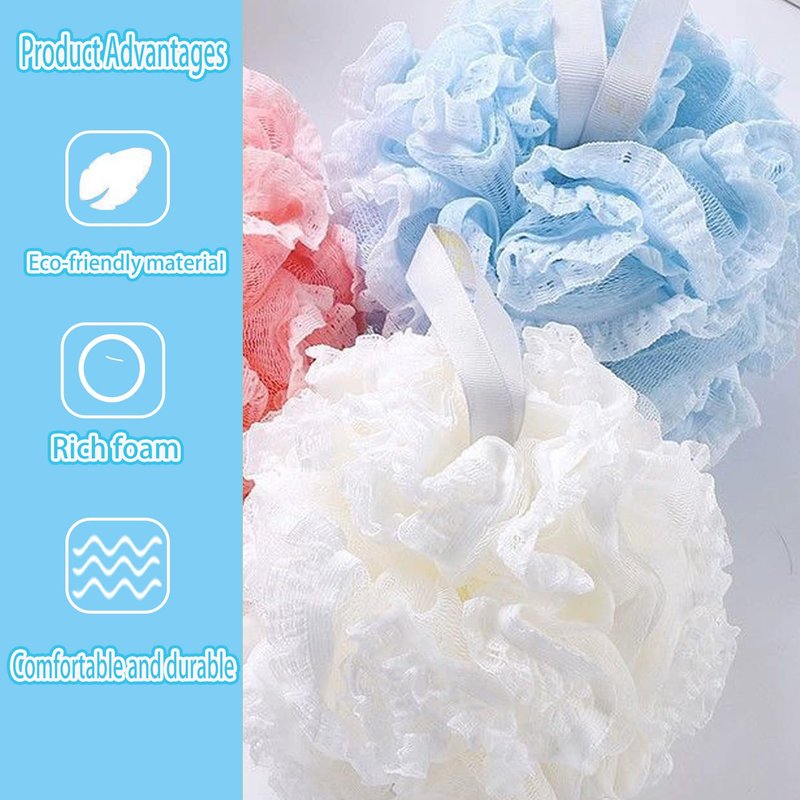 Bath Sponges Loofahs 65 Grams Large Size，2 Pack Shower Sponge Exfoliating Cleaning Bath Body Scrubber Balls for Scrubber Soft Mesh Shower Puffs Exfoliating for Women & Men Bath Accessories