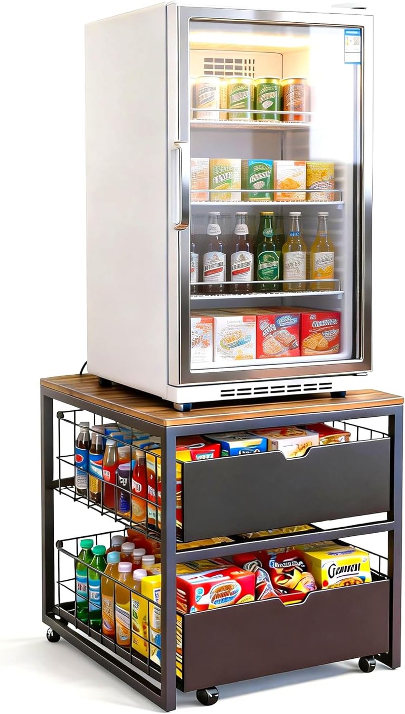 Mini Fridge Stand - Heavy Duty Storage Table for Dorms, Offices & Apartments | 21.6”L x 21.6”W x 22.2”H, 250 LBS Capacity