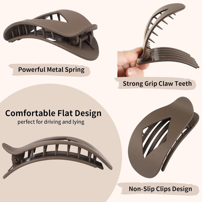 Flat Hair Clips for Women - 10 PCS Large Matte & Tortoise Claw Clips | 4.2 Inch Strong Hold for Thick/Thin Hair