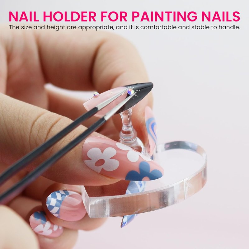 Skiennix Magnetic Nail Stand Kit - Strong Holder for Press-On Acrylic Nails | Includes 200 Double-Sided Tapes & Heart-Shaped Display