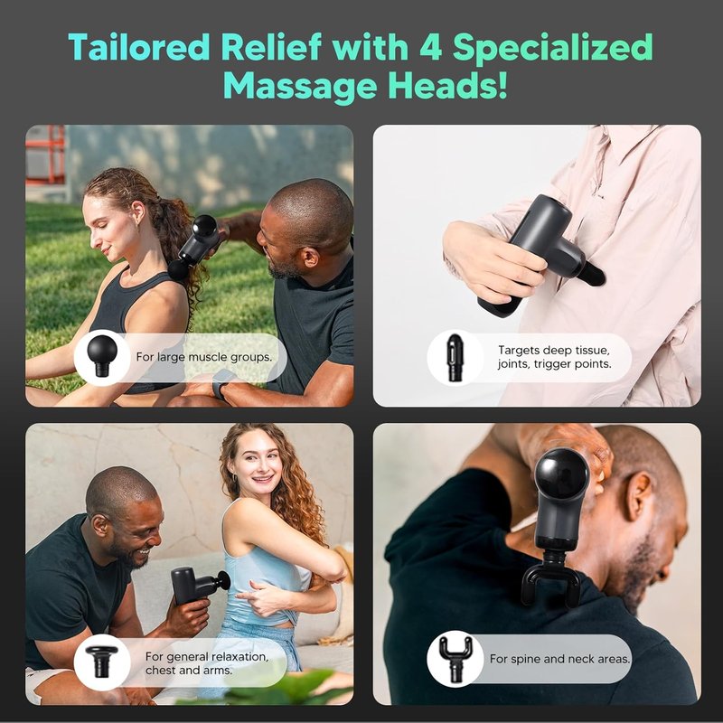 Mini Massage Gun for Deep Tissue Relief - Portable Percussion Muscle Massager | Quiet, Travel Size for Men & Women