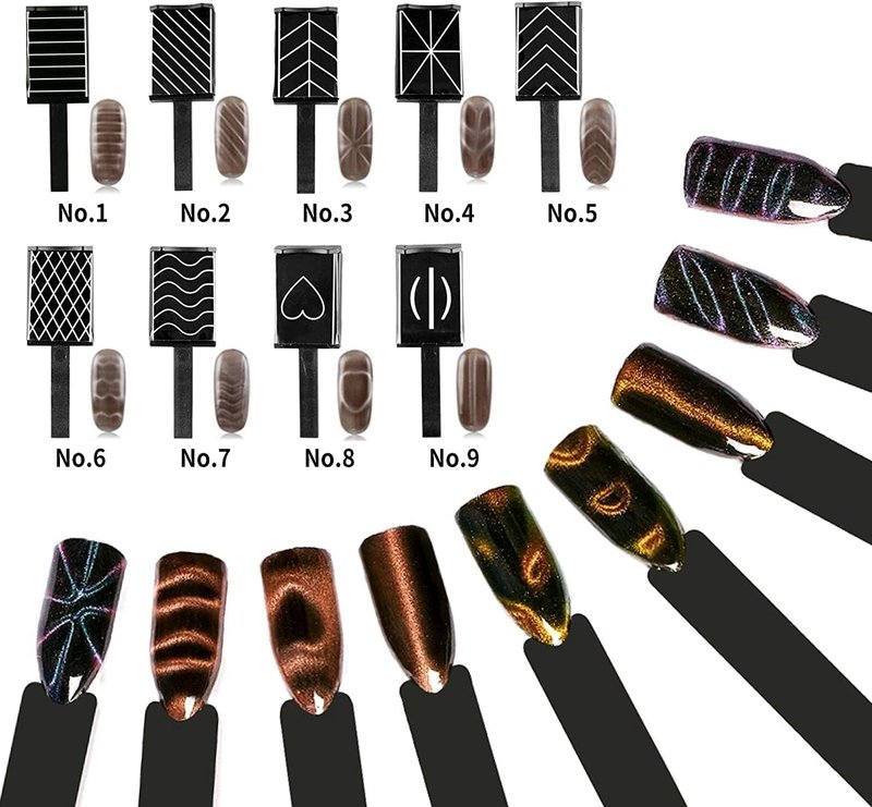 15 Pieces Nail Magnet Tool Set, Double-head Flower Design Nail Magnet Pens Magnet Stick 3D Magnetic Cat Eye Gel Polish Nail Art, for DIY 3d Magnetic, Salon, Studio or Home