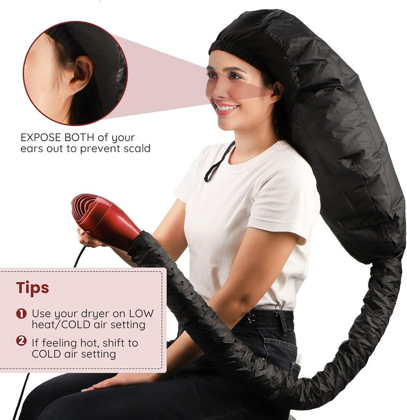 Segbeauty Bonnet Hooded Hair Dryer Attachment - Extra Large Adjustable Deep Conditioning Cap for Curly Hair Care