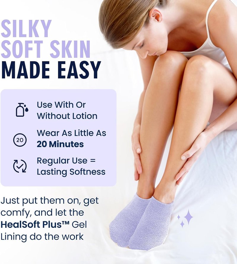 Dr. Frederick’s Original Moisturizing Gel Socks for Men & Women – Dry Feet & Cracked Heel Treatment – Full Foot Gel Lining with Mango Butter, Shea Butter, Jojoba & Coconut Oil (Lilac Leisure)
