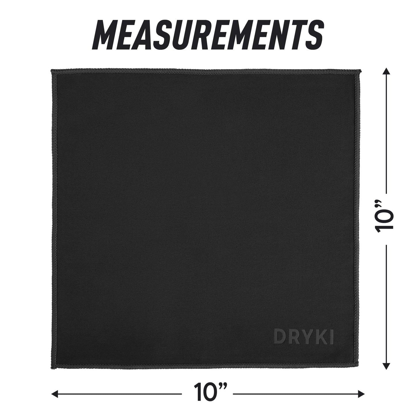 DRYKI Sweat Absorbing Handkerchiefs - The Original Pocket-Sized Sweat Towels - Quick-Dry Microfiber Sweat Rags for Face, Hands, & Body - Men & Women - Gym, Sports, and Work (Black: 5 Pack)