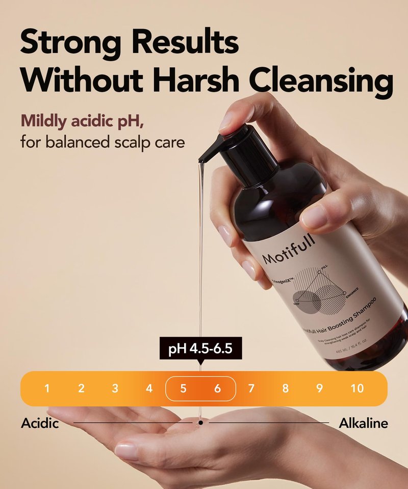 Motifull Hair Boosting Thickening Shampoo for Thinning Hair | Biotin & Caffeine Scalp Shampoo for Visibly Stronger Roots & Volume (16.4 fl oz)