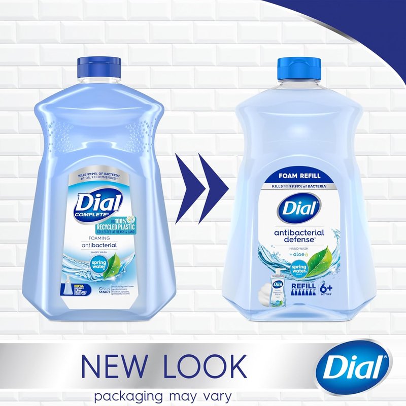 Dial Antibacterial Foaming Hand Soap - Aloe & Spring Water Scent, 52 Fl Oz Refill (Pack of 2)