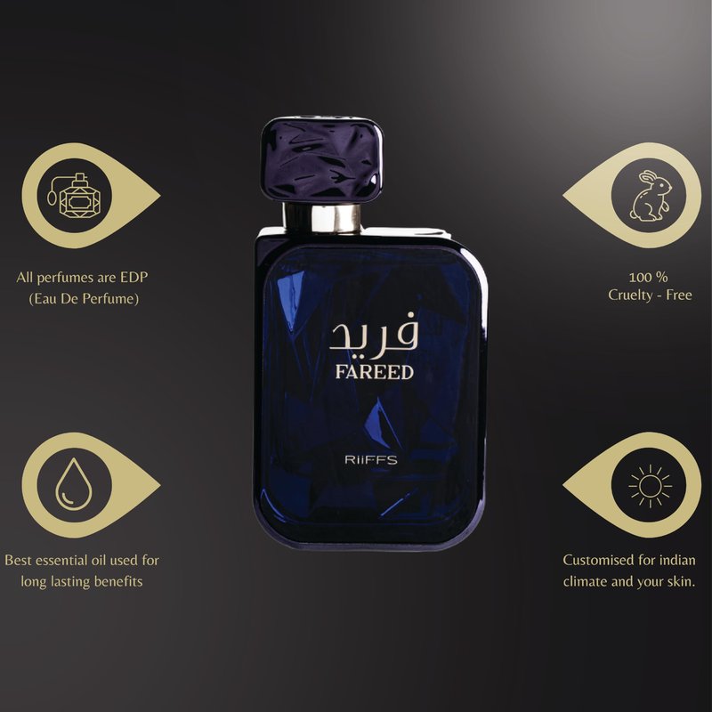 RiiFFS PARFUMS Fareed Eau de Parfum for Men Long Lasting Fresh Spicy Perfume with Cucumber, Cardamom & Amber Luxury Arabic Fragrance 100ml