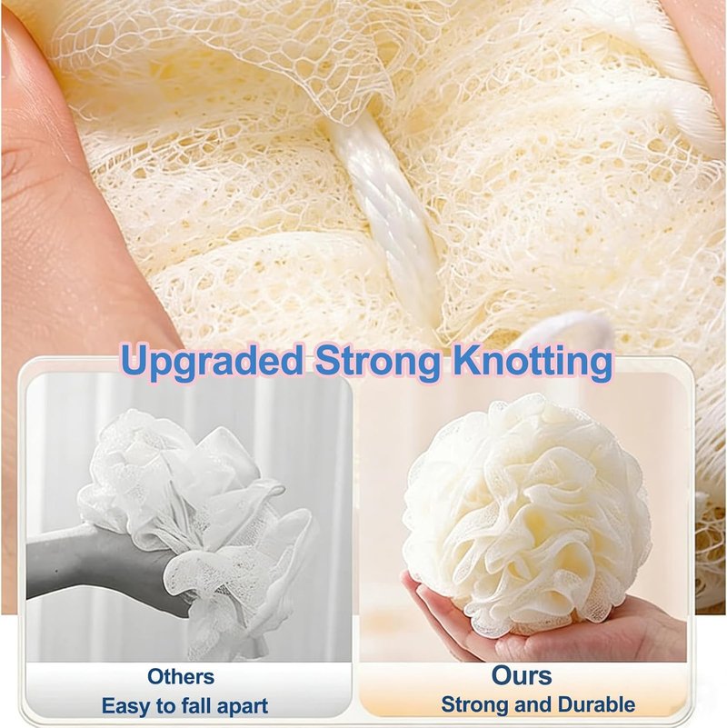 Loofah Sponge 4 Pack - 60G Soft Luffa Bath Sponges for Shower | Ideal for Women, Kids & Men