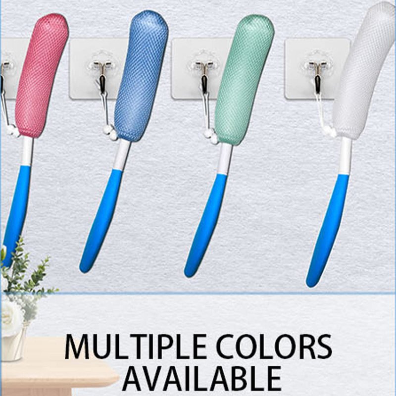KkaFFe Long Handle Bath Brush,15.35" Anti-Slip Curve Shower Back Brush,Ergonomic Streamlined Back Brush Scrubber, Body Brush for Showering for