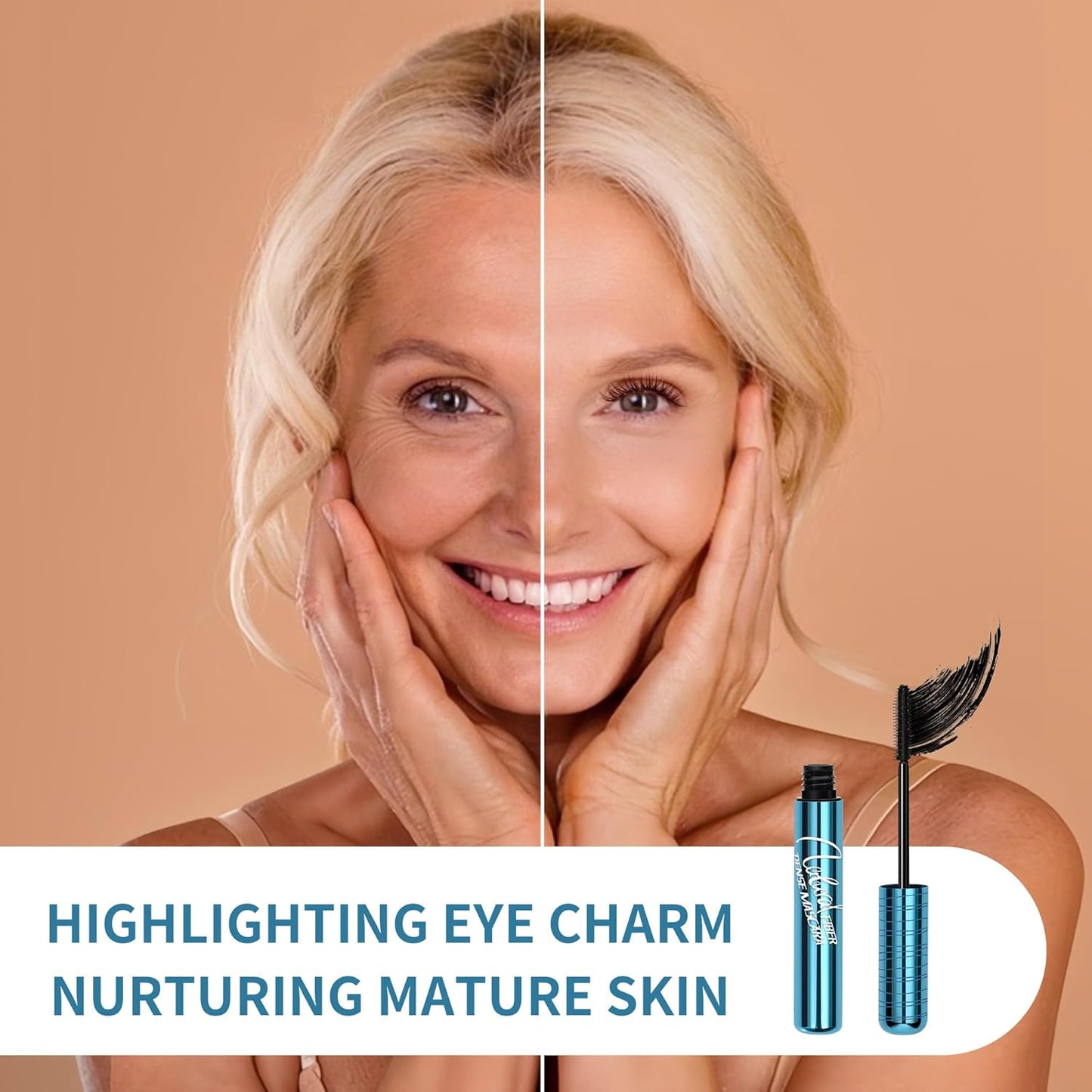 Volumizing Waterproof Mascara for Older Women - Hypoallergenic, Smudge-Proof Formula for Thinning Lashes | Black, 2 Pack