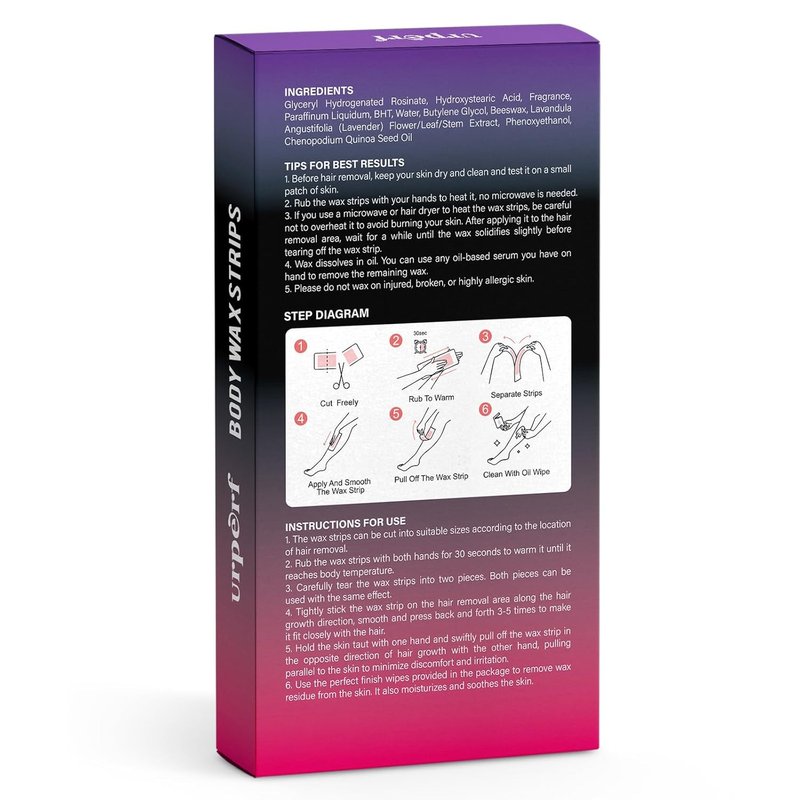 Regine Switzerland Wax Strips for Effortless Hair Removal - No Heat Needed, 20 Large & 40 Small Strips