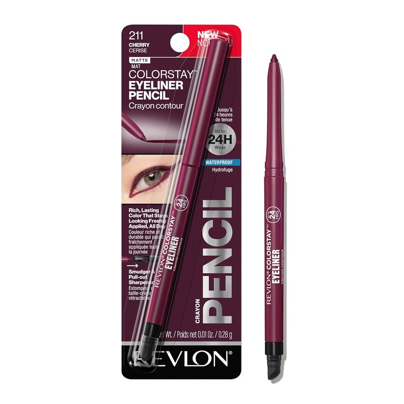 Revlon ColorStay Waterproof Eyeliner Pencil | Smudge-Proof Matte Finish in 211 Cherry, 0.01 oz