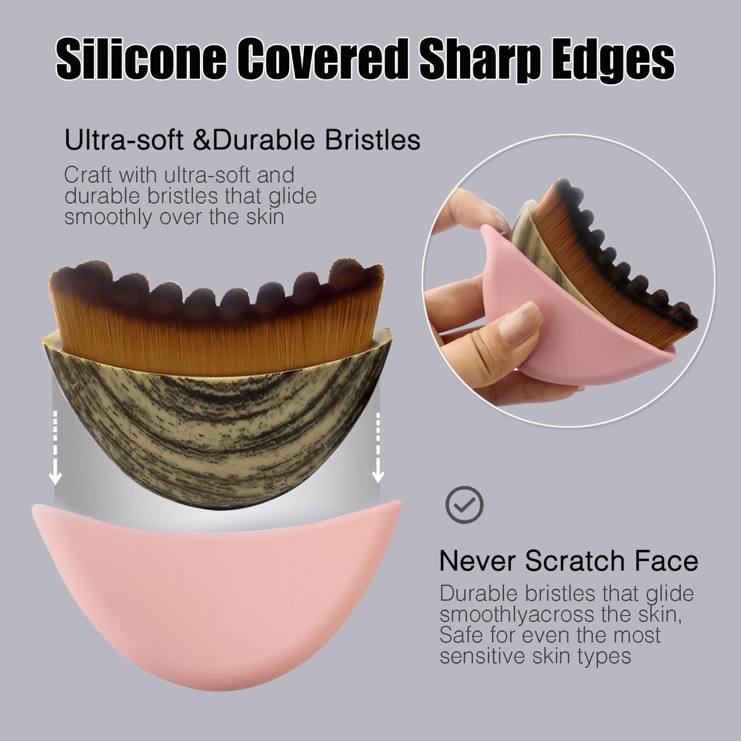 Silicone Fully Covered Upgrade Lymphatic Contour Face Brush, Lymphatic Drainage Massager for Face,Ergonomically Designed to Fit the Skin Precisely. (Pink)