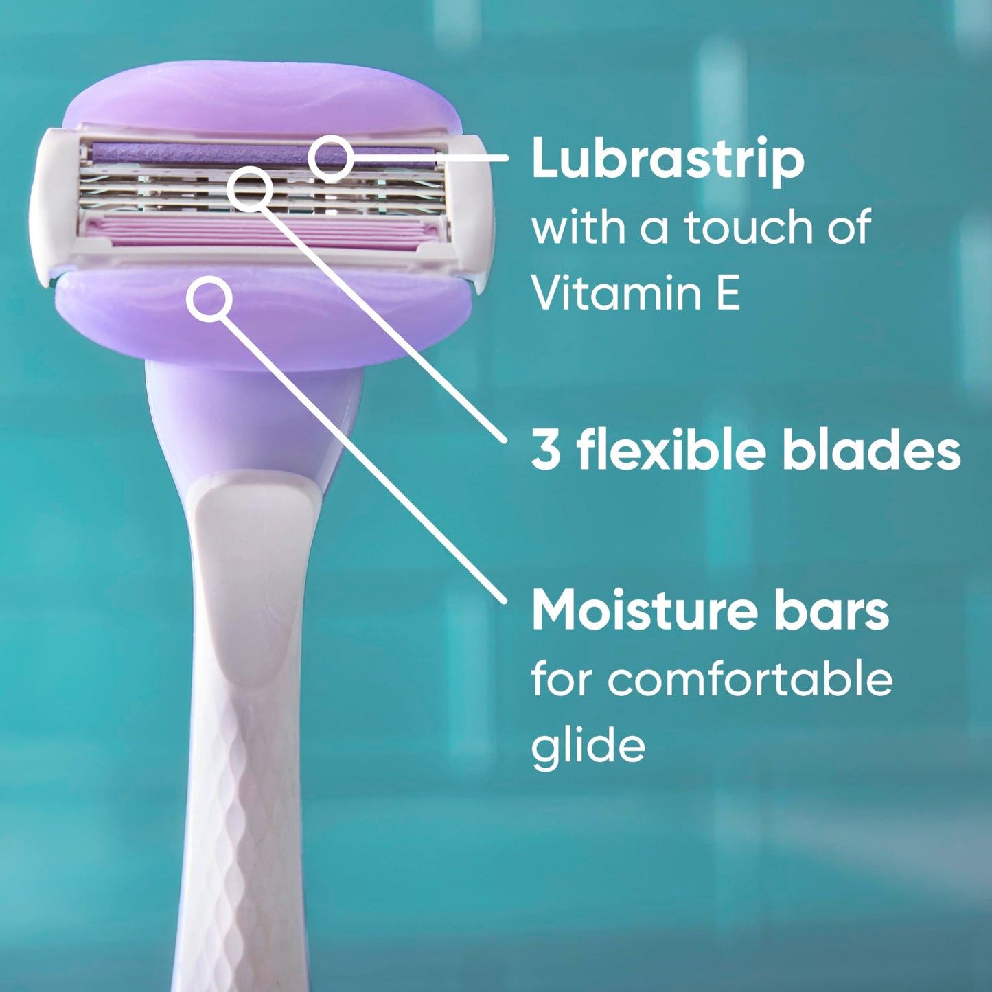 Gillette Venus ComfortGlide Touch of Vitamin E, Disposable Razor for Women, 3 Blades, Water-Activated Moisture Bars, 2ct