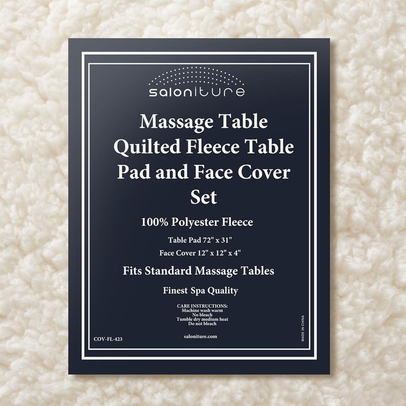 Saloniture Fleece Massage Table Pad & Face Cradle Set - Soft 1/2" Thick Quilted Cover - Natural Color