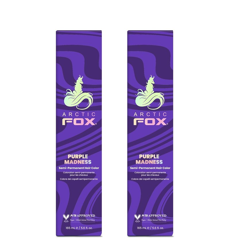 Arctic Fox Semi-Permanent Hair Color - Purple Madness | Vegan, Ammonia-Free, Hydrating Formula, 5.6 Fl Oz (Pack of 2)